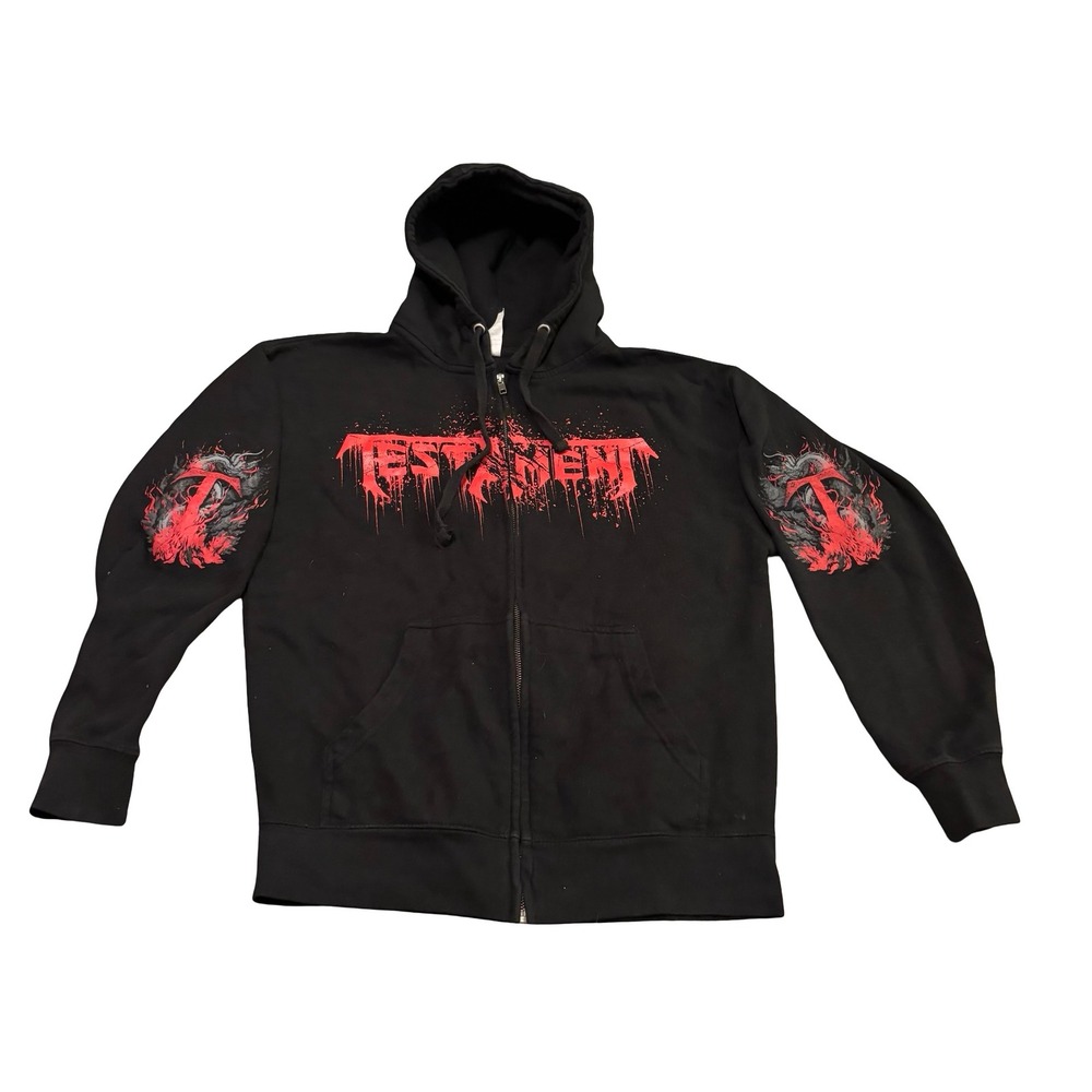Testament Band Zip Up Hoodie Mens Medium Black Red Graphic‎ Thrash Metal